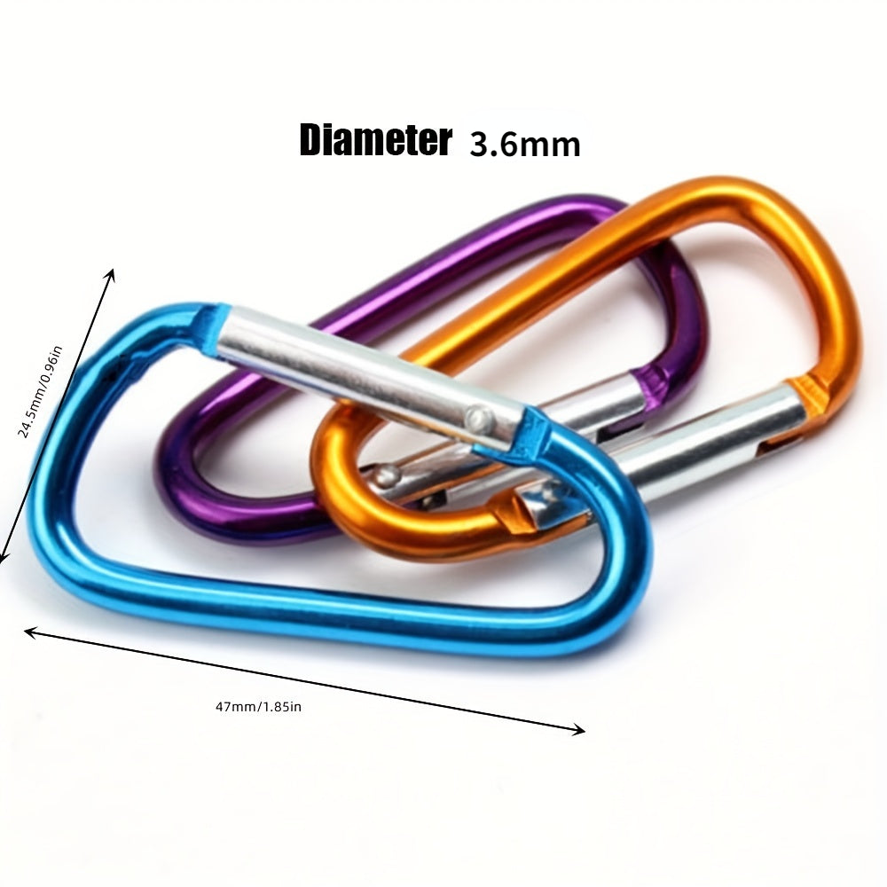 10pcs D-shaped Color Keychain, Outdoor Rock Climbing Mountaineering Water Bottle Hanging Buckle, Colorful Keychain Buckle Live Spring Buckle