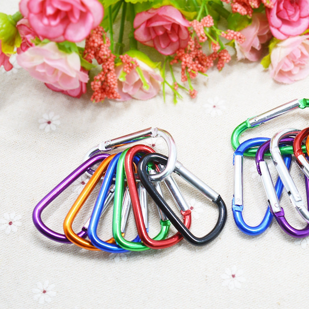 10pcs D-shaped Color Keychain, Outdoor Rock Climbing Mountaineering Water Bottle Hanging Buckle, Colorful Keychain Buckle Live Spring Buckle