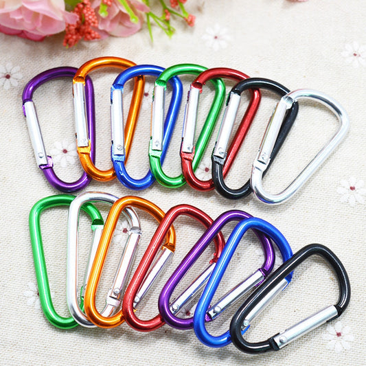 10pcs D-shaped Color Keychain, Outdoor Rock Climbing Mountaineering Water Bottle Hanging Buckle, Colorful Keychain Buckle Live Spring Buckle