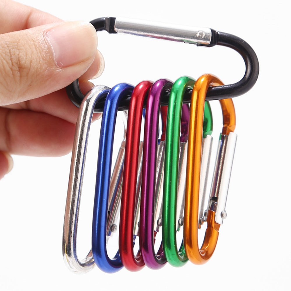 10pcs D-shaped Color Keychain, Outdoor Rock Climbing Mountaineering Water Bottle Hanging Buckle, Colorful Keychain Buckle Live Spring Buckle