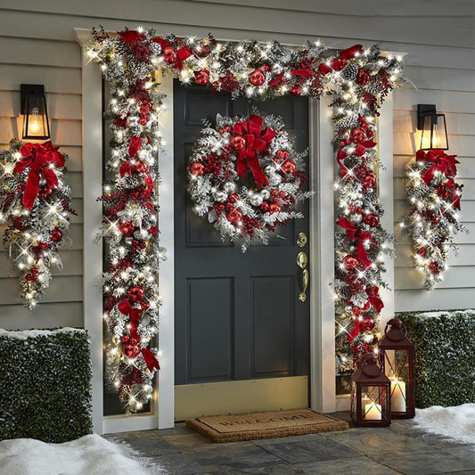 1 Set Christmas Door Hanging Garland, Christmas Decorations, Christmas Wreaths Decoration
