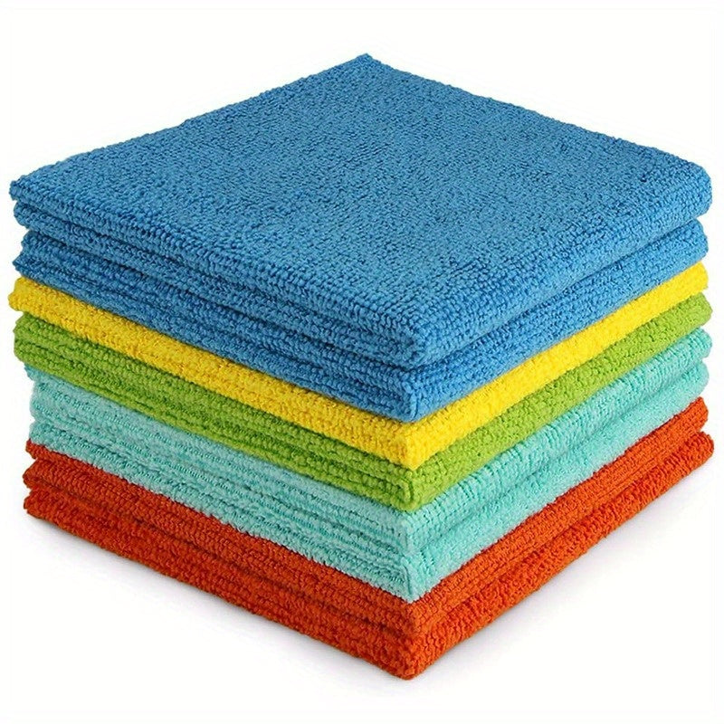 12pcs, Microfiber Cleaning Cloth, Dishwashing Cloth, Multifunctional Cleaning Towel, Household Rag, Kitchen Bathroom Cleaning Towel, Durable Absorbent Towel, Window Wiping Cloth, Cleaning Supplies, Cleaning Gadgets, Back To School Supplies
