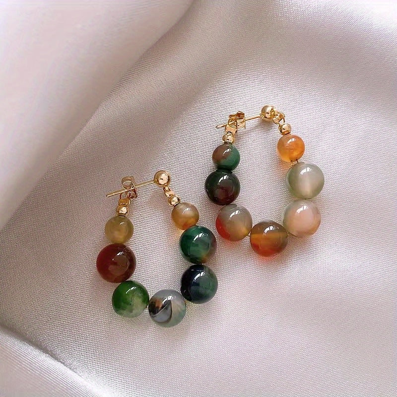 Exquisito Pendientes de Aro Cobre 18K Chapado En Oro Joyería Adornado Con Piedras Imitación Elegante Estilo Lujo Regalo Femenino