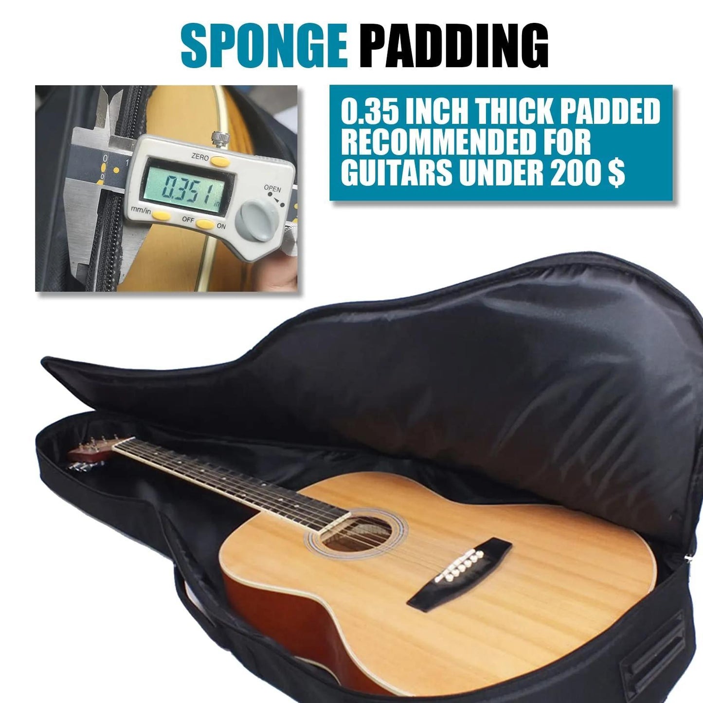 Guitar Big Bag 41 Inch 0.25 Inch Sponge Padding Water Resistent Dual Adjustable Shoulder Strap Guitar Case