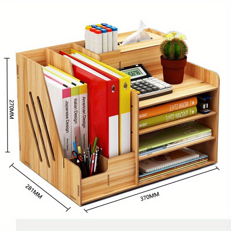 2023 New Office Document Storage Rack DIY Wooden Folder Desktop Storage Box