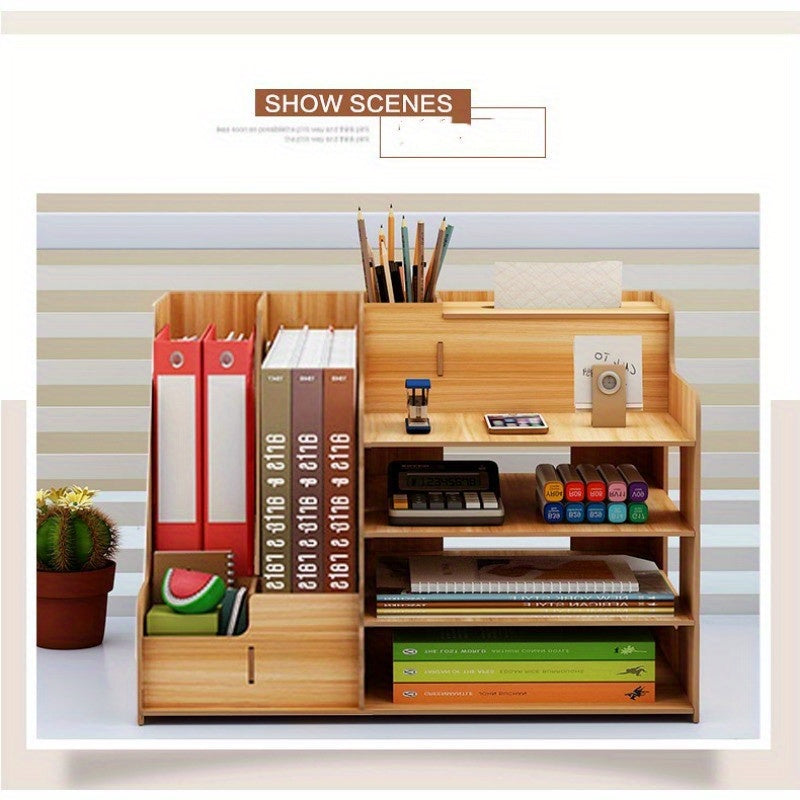 2023 New Office Document Storage Rack DIY Wooden Folder Desktop Storage Box