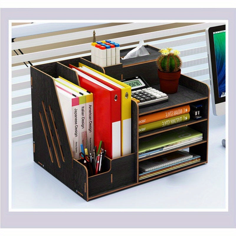 2023 New Office Document Storage Rack DIY Wooden Folder Desktop Storage Box