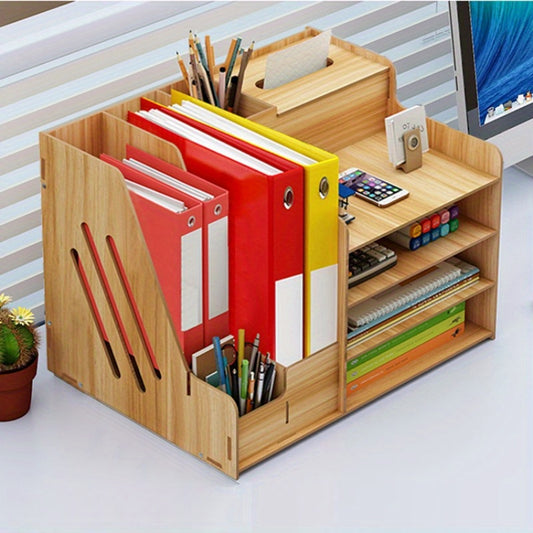 2023 New Office Document Storage Rack DIY Wooden Folder Desktop Storage Box