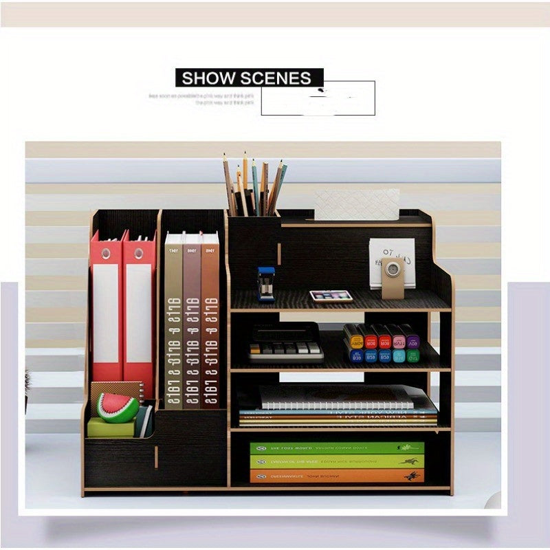 2023 New Office Document Storage Rack DIY Wooden Folder Desktop Storage Box