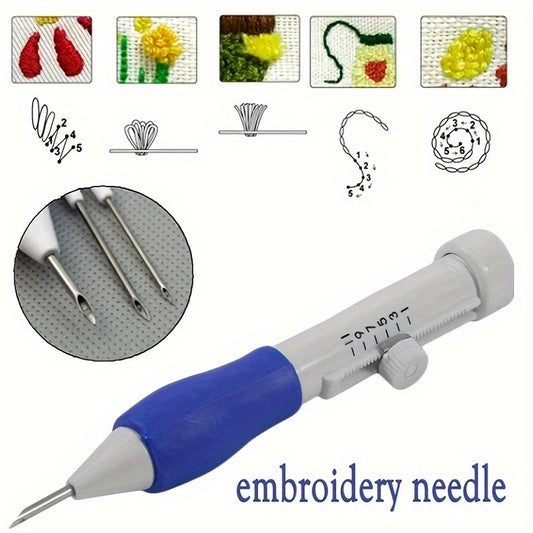 1 Set, Embroidery Knitting Pocket Needle Pen Sewing Tool Punching Needle Magic Embroidery Needle Pen DIY Knitting Sewing Sewing Tool