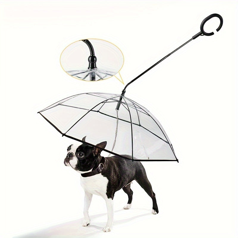 Transparent Pet Umbrella Leash, Portable Dog Umbrella Adjustable Dog Walking Leash