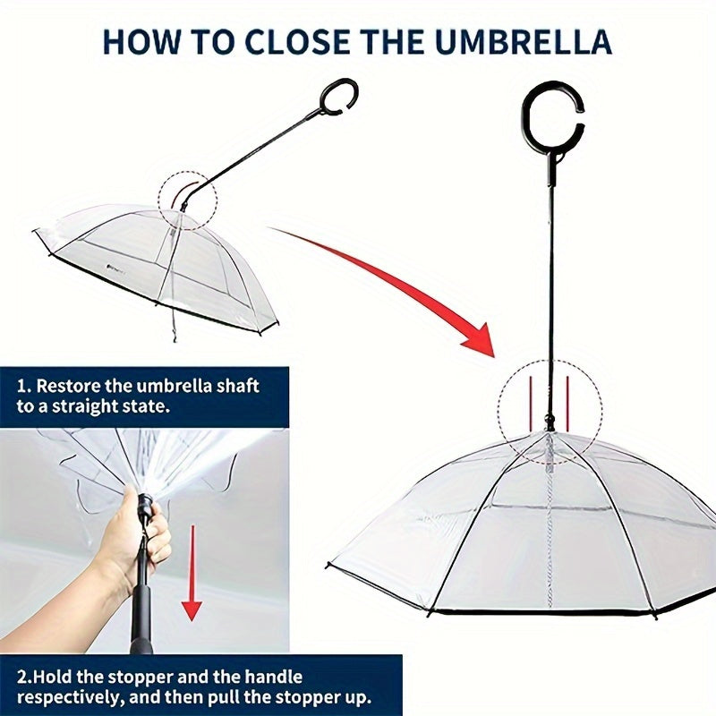 Trela transparente do guarda-chuva do animal de estimação, trela ajustável portátil do passeio do cão do guarda-chuva do cão