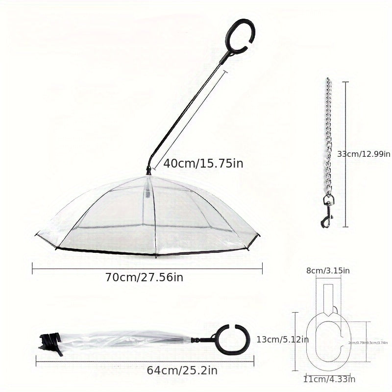 Transparent Pet Umbrella Leash, Portable Dog Umbrella Adjustable Dog Walking Leash