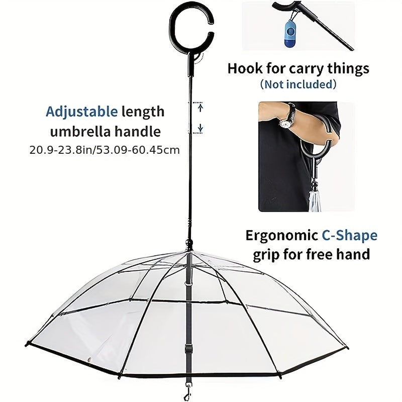 Transparent Pet Umbrella Leash, Portable Dog Umbrella Adjustable Dog Walking Leash