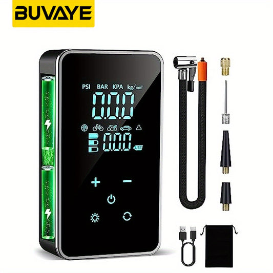 BUVAYE Car Tire Inflator Pump Touch Car Convenient Electric Pump Multi-functional Automatic High-pressure Flushing Air Compressor