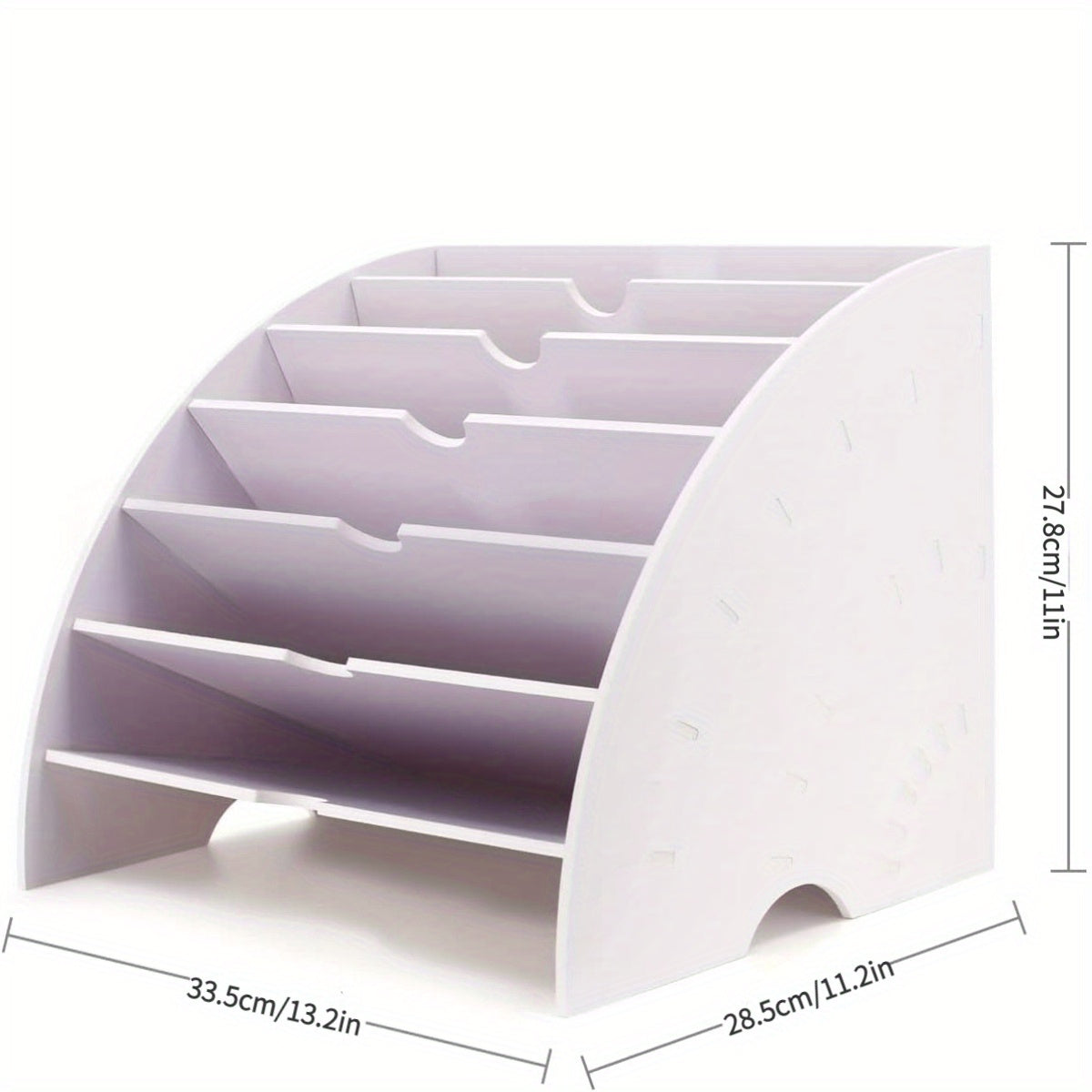 1PC Fan Shaped Desk File Organizer - 6 Compartments File Holder For Desktop, Magazine Rack, Mail Holder, File Sorter, Paper Organizer For Home Office Classroom, White