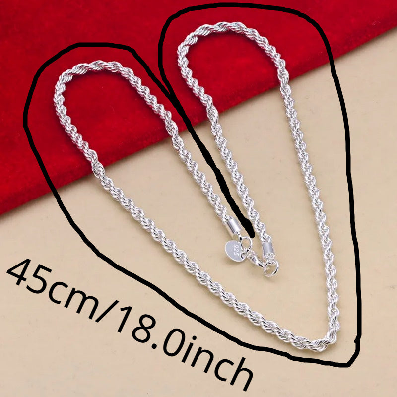 1pc Simple Fashion 925 Sterling Silver Twist  Chain Necklace