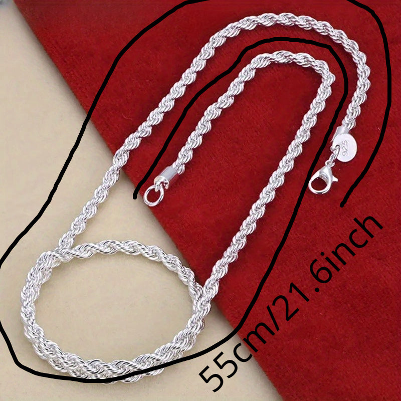 1pc Simple Fashion 925 Sterling Silver Twist  Chain Necklace