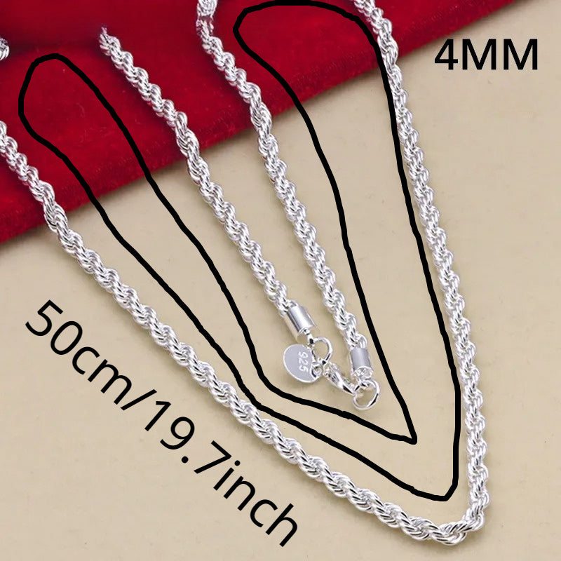 1pc Simple Fashion 925 Sterling Silver Twist  Chain Necklace