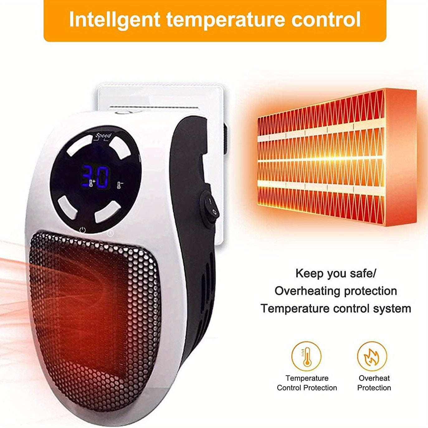 1pc, Electric Heater 500\u002F800W Portable Electric Small Heater With Wireless Remote Control Air Conditioner Adjustable Temperature Controller And Timer Overheating Protection LED Display Safe Heater For Office Dorm Winter Air Conditioner Christmas Gift