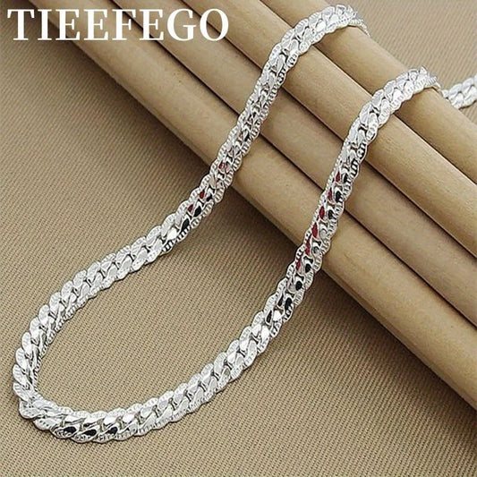 1pc S925 Sterling Silver Side Chain Necklace, Fashion Necklace Jewelry Gift For Men