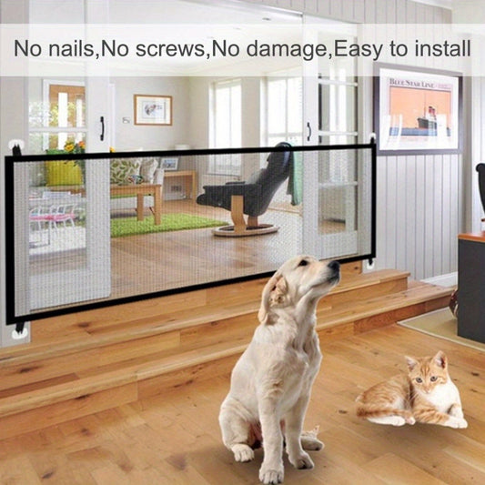 Mesh Dog Gate Providing A Safe Enclosure To Play And Rest For Pet, Dog Isolation Net Portable Folding Safety Gate Safety Pet Gate For Stairs Indoor Outdoor Retractable For Dog For Indoor