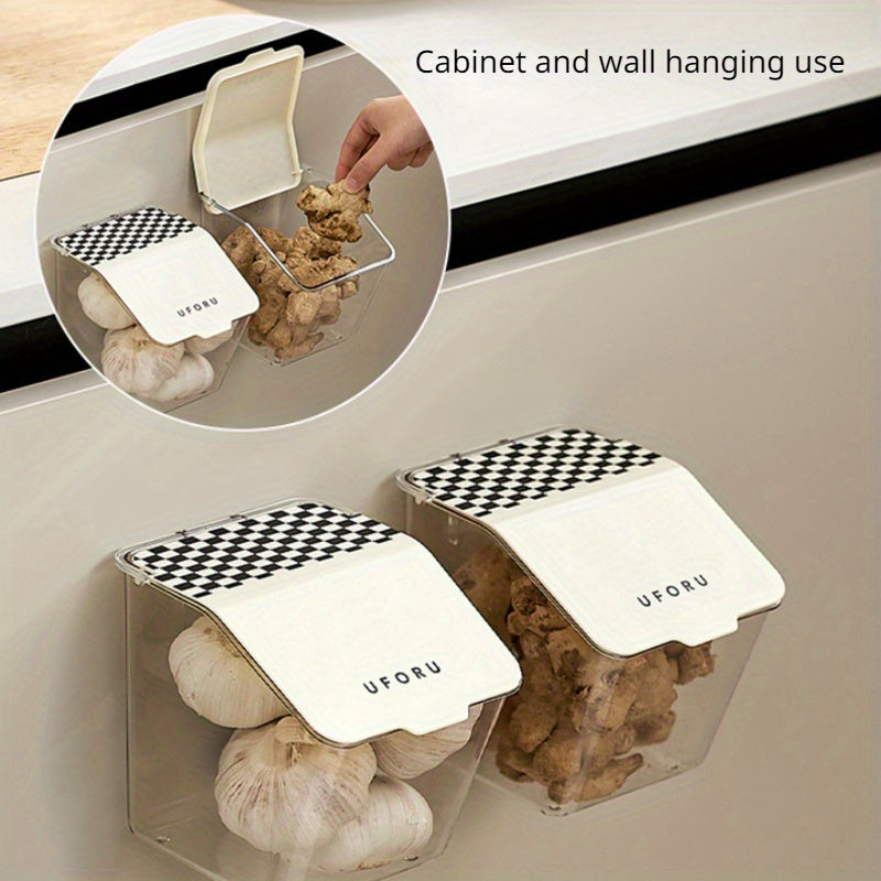 3pcs Punch-free Flip Makeup Cotton Swab Box, Bathroom Wall Storage Box, Transparent Kitchen Seasoning Jar, Household Wall Seasoning Box, Dust-proof Ginger Garlic Seasoning Storage Box, Kitchen Storage Items