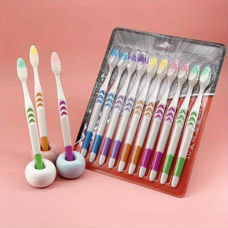 10pcs Soft Manual Toothbrushes With Soft  Charcoal Bristles For Teeth Gums,  For Deep Cleaning Oral Care At Home For Adults Daily Life .