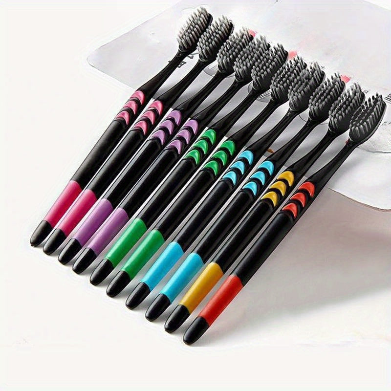 10pcs Soft Manual Toothbrushes With Soft  Charcoal Bristles For Teeth Gums,  For Deep Cleaning Oral Care At Home For Adults Daily Life .