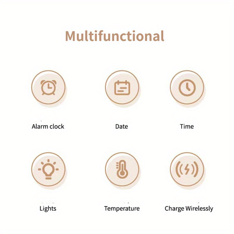 Charge sans fil Multifonctionnel Créatif Six-en-un Portable Nuit Lumière Électronique Alarme Bell Réveil