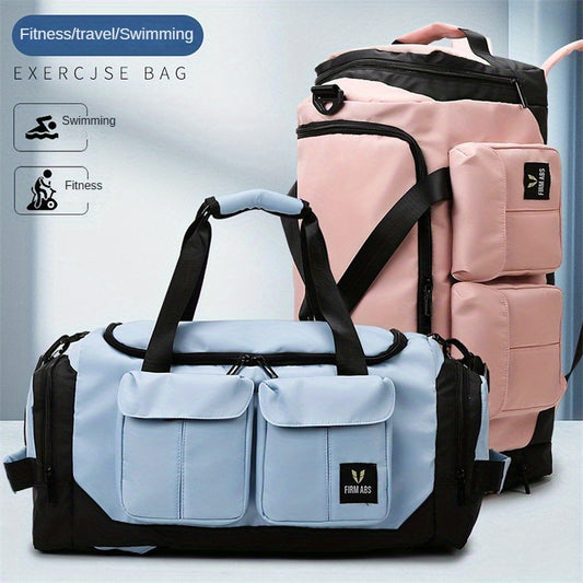 Trendy Large Capacity Gym Bag, Portable Multi-pocket Duffel Bag, Perfect Luggage Storage Bag For Short Distance Travel And Fitness