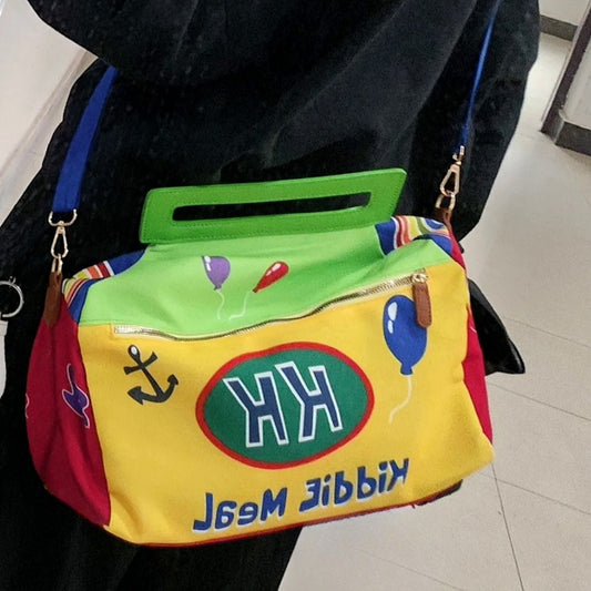 Cute Cartoon Bag, Box Large Capacity Portable Travel Bag, Student Trolley Luggage Bag, Crossbody Fitness Bag