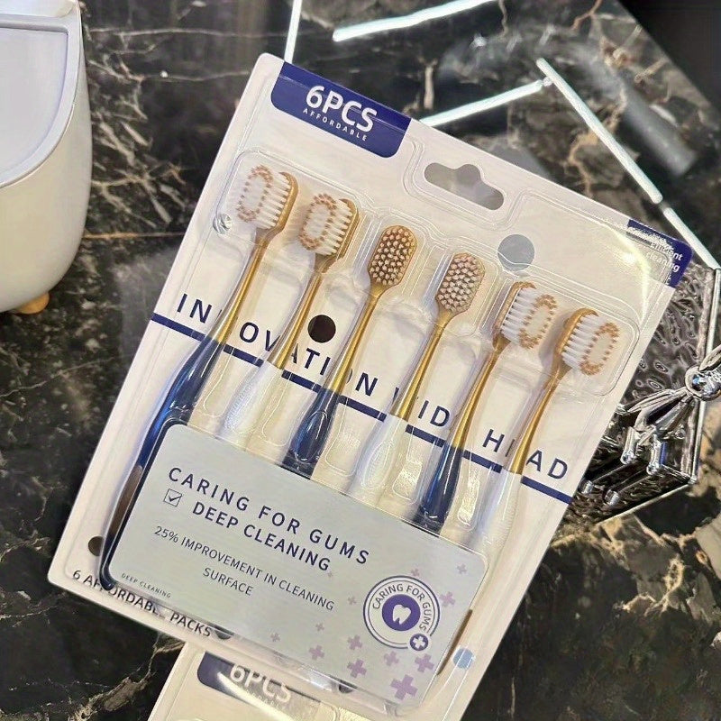 Cepillos de dientes manuales suaves 6pcs con las cerdas suaves para las encías de los dientes, para el cuidado oral de la limpieza profunda en el hogar para la vida de cada día de los adultos