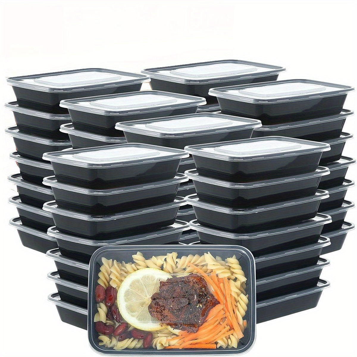 100Pcs Microwavable Reusable Food Containers With Lids For Food Prepping, Disposable Lunch Boxes, Stackable, BPA Free, Freezer Dishwasher Safe, For Home Kitchen Restaurant Takeaway Picnic Party, Kitchen Supplies, Food Packaging Stuff