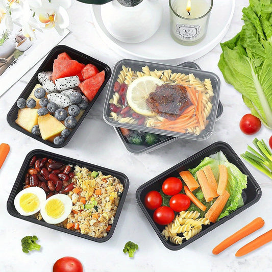 100Pcs Microwavable Reusable Food Containers With Lids For Food Prepping, Disposable Lunch Boxes, Stackable, BPA Free, Freezer Dishwasher Safe, For Home Kitchen Restaurant Takeaway Picnic Party, Kitchen Supplies, Food Packaging Stuff