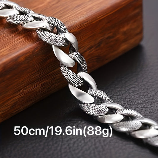 1pc Retro Silvery Necklace For Men, Trendy Domineering Chain Necklace