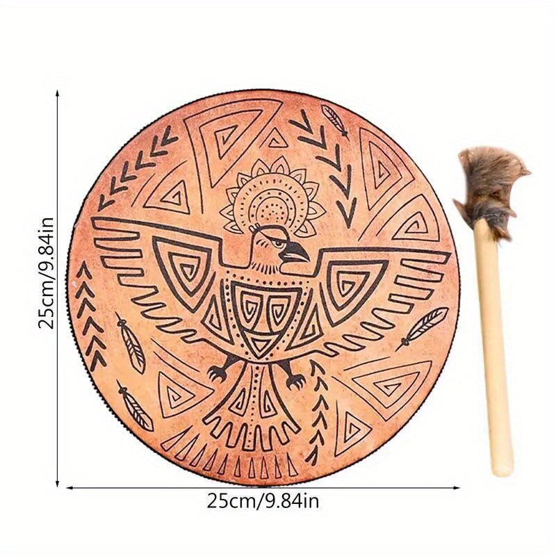 9.84inch  Drum Sun Bird Decoration Design Handmade Shamanic Drum Music With Drumstick Drums Home Ornament