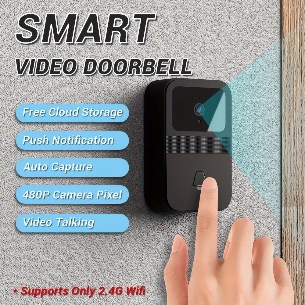 1 set, smart wifi vidéo sonnette 480P caméra pixel, APP pris en charge, interphone bidirectionnel, appel vidéo, stockage en nuage gratuit, notification push serveur mondial