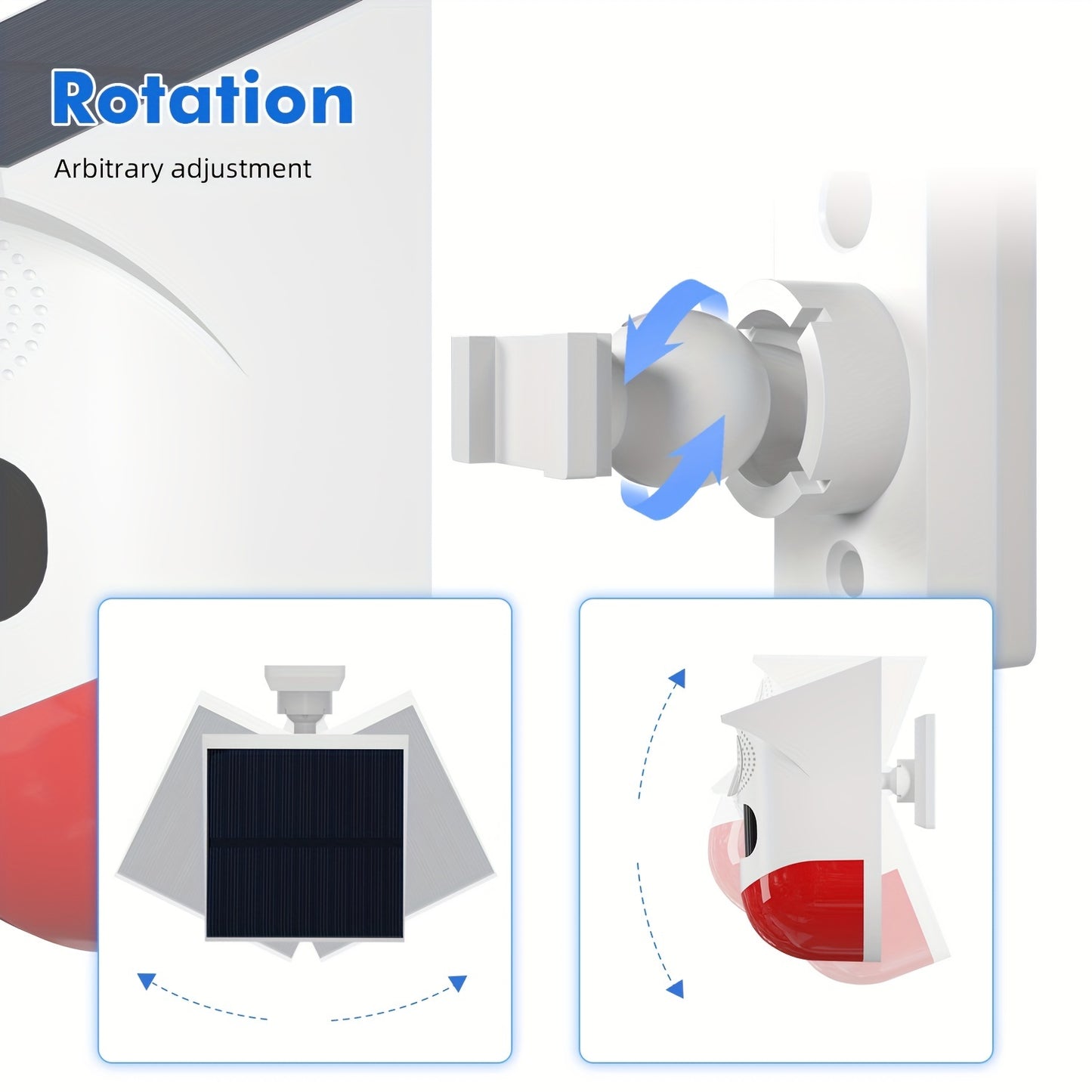 1 pacote de luz de alarme estroboscópica solar com detector de sensor de movimento, luzes de alarme externas inteligentes, controle remoto de sirene de som de 120db, 7 modos, notificação de aplicativo em tempo real para casa, fazenda, celeiro, vila, quint