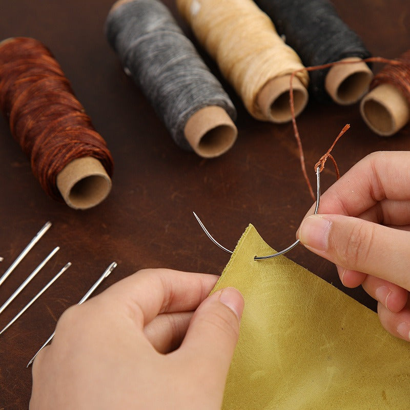 28 Stück Leder Nähset mit großen Augen Nähnadeln, gewachs ter Faden, Leder Nähwerk zeuge für DIY Leder Handwerk