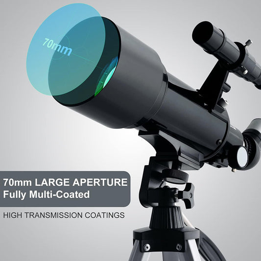 120X Astronomical Telescope Deep Sky Stargazing Moongazing 400mm Focal Length 70mm Objective Caliber Metal Eyepiece HD Imaging Suitable For Astronomy Lovers Outdoor Camping Travel Observation