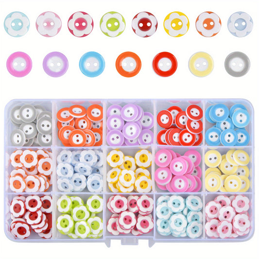 225pcs Colorful Sewing Buttons Round Buttons, 2 Holes 12 Mm Mixed Colors Decorative Crafting Buttons, Round Buttons For DIY Knitting Crafting Sewing Clothes, With Storage Box