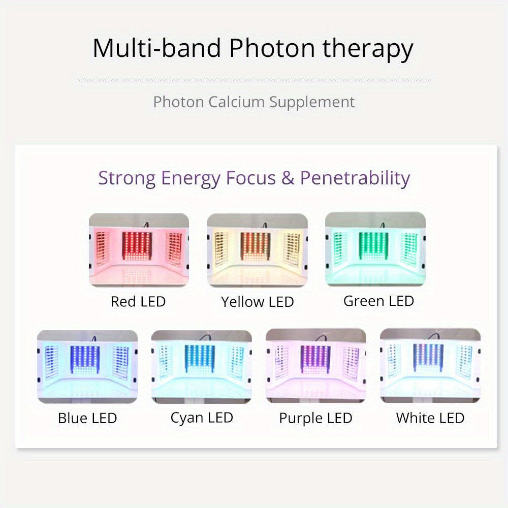 جهاز العناية ببشرة الوجه والجسم بـ 7 ألوان LED للنساء - جهاز تجميل متعدد الوظائف قابل للطي للاستخدام في المنزل والصالون