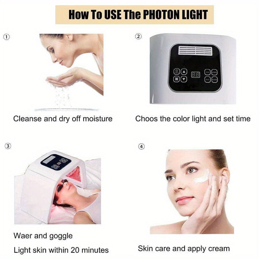 7-Color LED Light Therapy Facial And Body Skin Care Machine For Women - Multifunctional Folable Beauty Device For Home And Salon Use