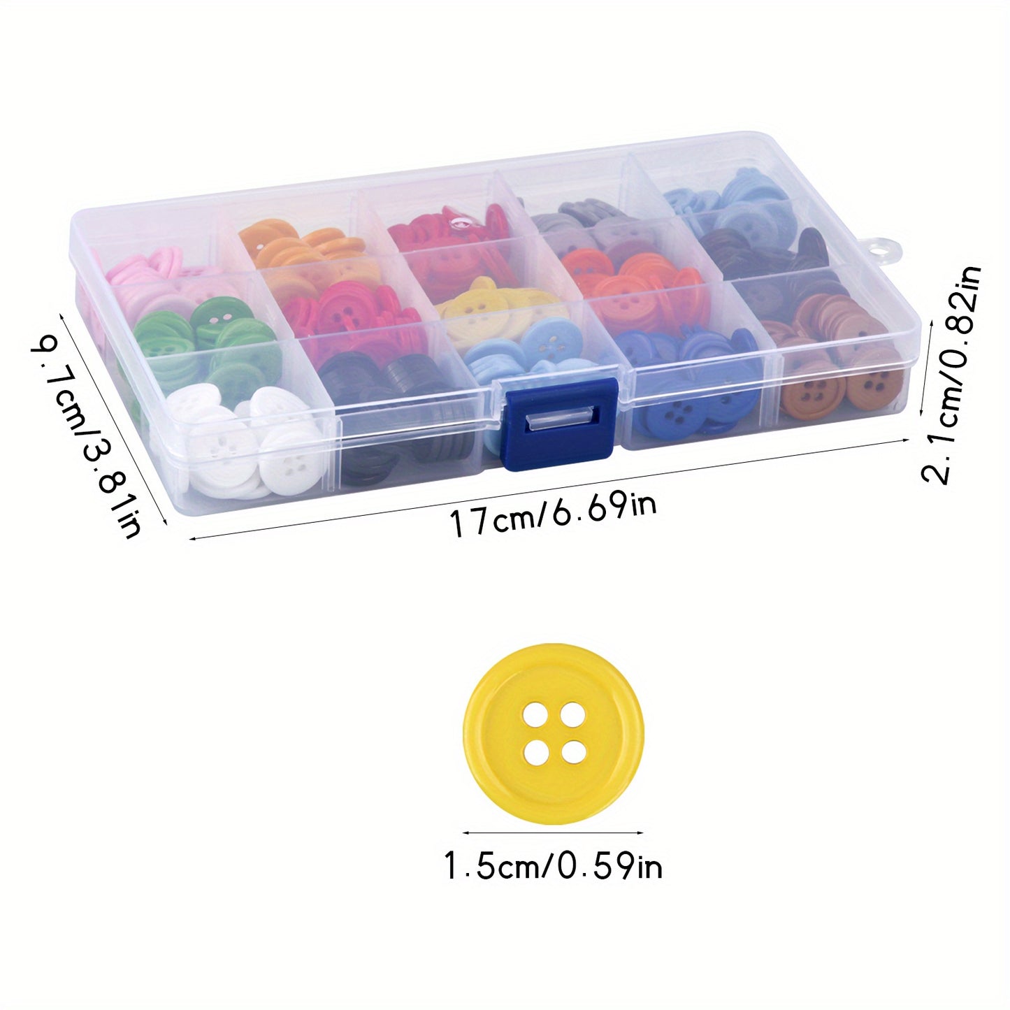 300pcs Buttons Round 15 Color Resin Button Sewing Craft Buttons With Storage Box For Sewing Knitting DIY Arts Handmade Scrapbook Decorations (1.5cm\u002F0.6inch 4 Holes)