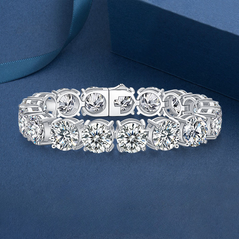 85cts 7.87inch Luxury Full Moissanite S925 Sterling Silver Bracelet, Glamorous Jewelry, Anniversary Gift For Him\u002FHer, Total 17pcs Stones