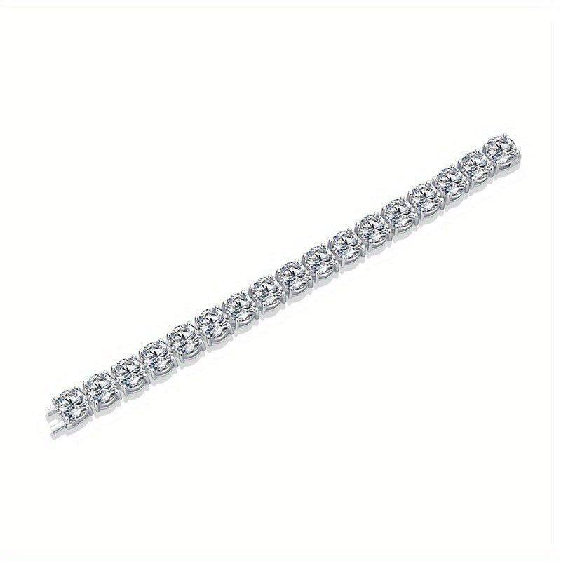 85cts 7.87inch Luxury Full Moissanite S925 Sterling Silver Bracelet, Glamorous Jewelry, Anniversary Gift For Him\u002FHer, Total 17pcs Stones