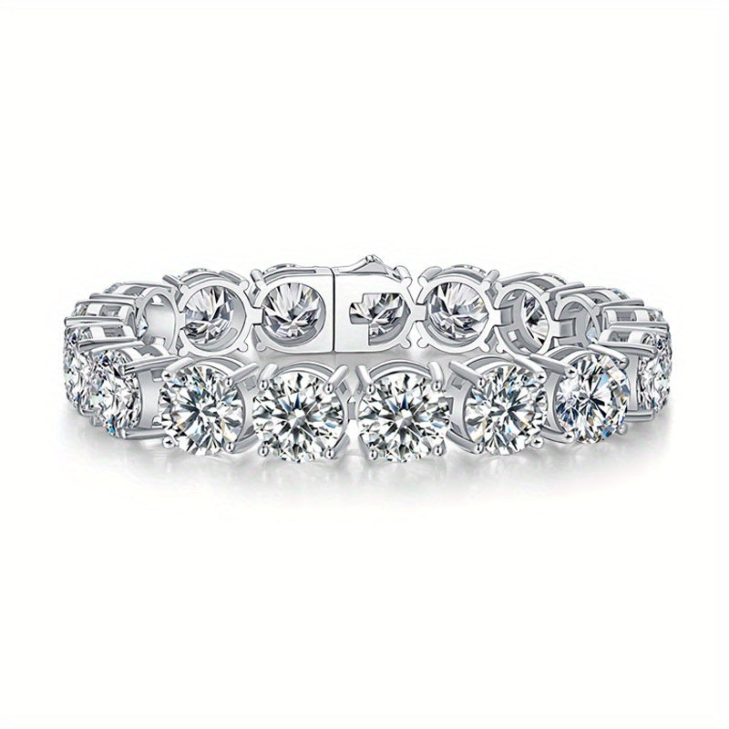 85cts 7,87 pulgadas lujo completo moissanite s925 pulsera de plata esterlina, joyería glamorosa, regalo aniversario para él \ u002fher, total 17 unids Piedras