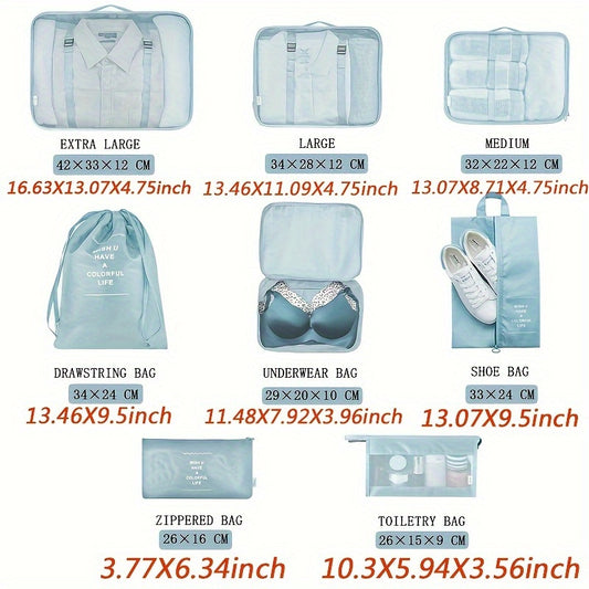 8 Pcs Solid Color Travel Luggage Bag For Travel, Multifunctional Packaging Cubes, Versatile Storage Bags