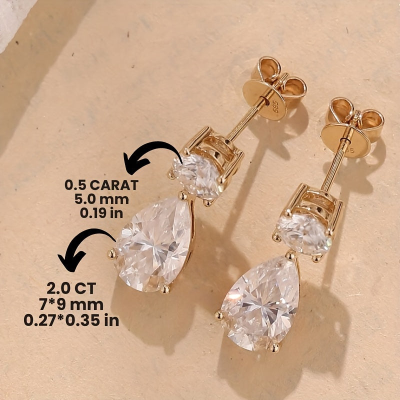 1 par pera corte moissanite 925 Pendientes de broche, elegante cumpleaños aniversario regalo del Día San Valentín